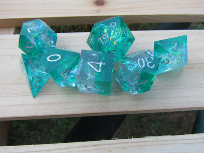 Teal Sharp Resin Dice