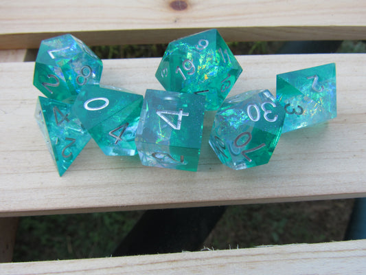 Teal Sharp Resin Dice