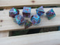 Dark Teal and Red Iridescent Sharp Resin Dice