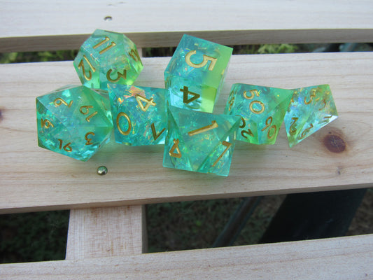 Light Green and Blue Sharp Resin Dice