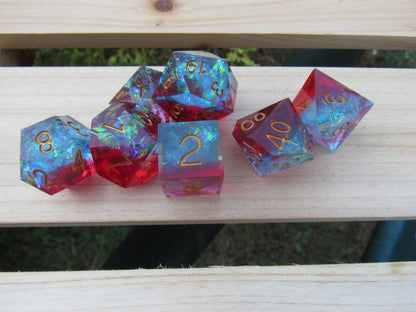 Red and Blue Sharp Resin Dice