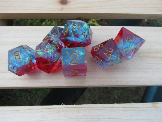 Red and Blue Sharp Resin Dice