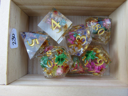 Rainbow Floral Sharp Resin Dice