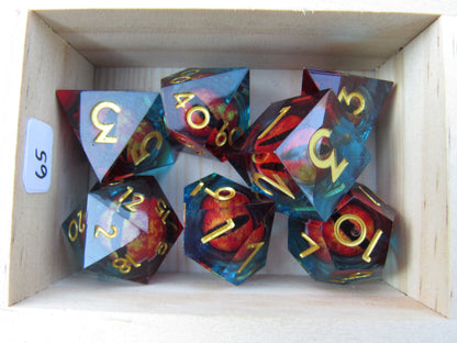 Red and Blue Eyeball Liquid Core Sharp Resin Dice