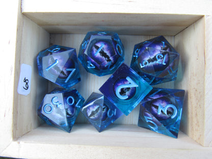 Blue and Purple Eyeball Liquid Core Sharp Resin Dice