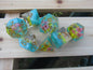 Blue and Yellow Floral Sharp Resin Dice