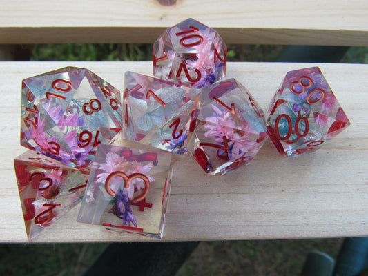 Pink Floral Sharp Resin Dice