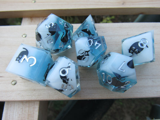 Black Cat Sharp Resin Dice
