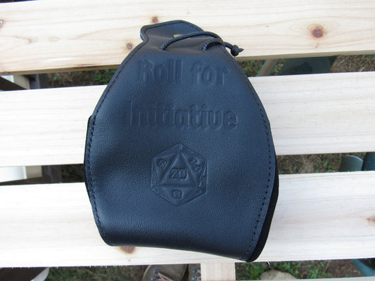 Roll for Initiative - Black Leather Bag
