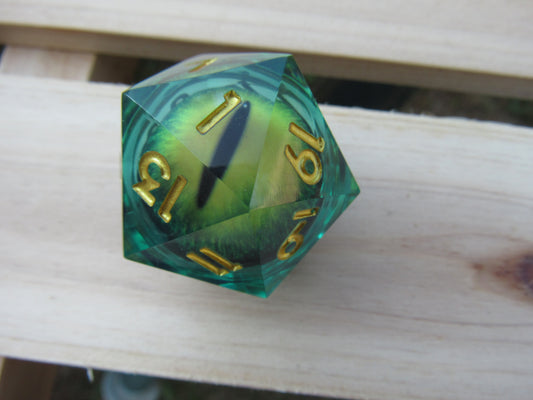 Green Dragon Eye Liquid Core Large D20