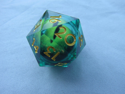 Green Dragon Eye Liquid Core Large Spindown D20