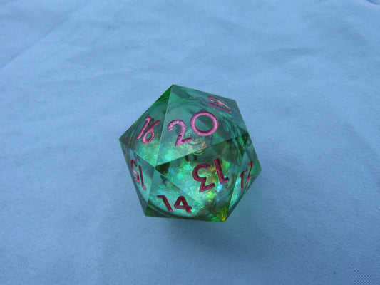 Green Glitter Liquid Core Large Spindown D20