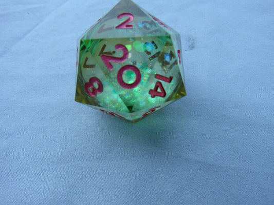 Green Glitter Liquid Core Large D20