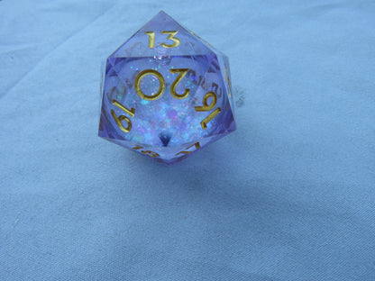 Purple Glitter Liquid Core Large Spindown D20