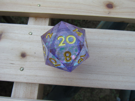 Purple Glitter Liquid Core Large D20
