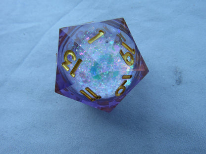 Purple Glitter Liquid Core Large D20