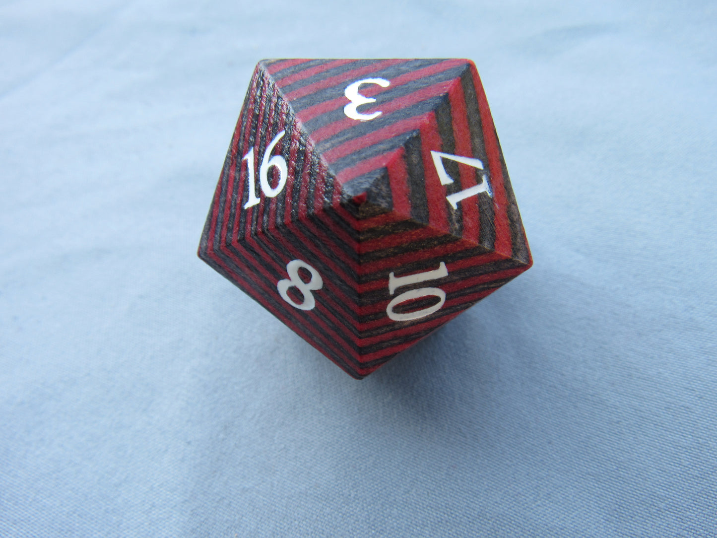 Red and Black Laminated Large Wood D20