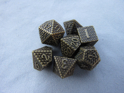Antique Brass Mini Dragon Scale Dice