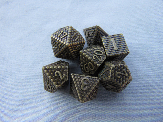 Antique Brass Mini Dragon Scale Dice
