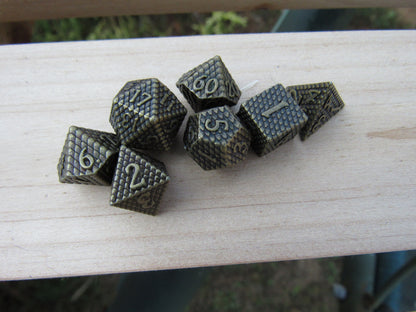Antique Brass Mini Dragon Scale Dice