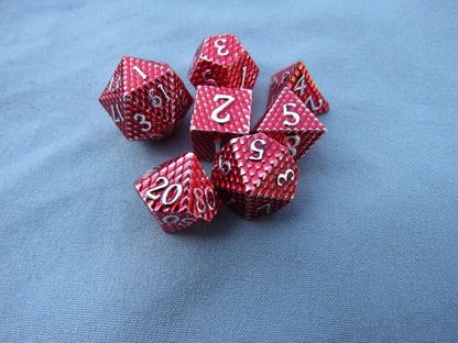 Red and Silver Mini Dragon Scale Dice