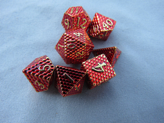 Red and Gold Mini Dragon Scale Dice