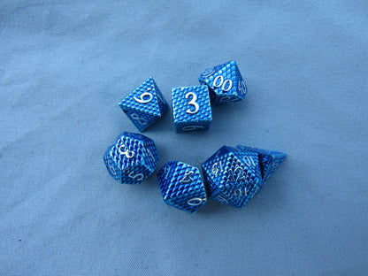 Blue and Silver Mini Dragon Scale Dice