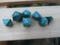 Teal and Gold Mini Dragon Scale Dice