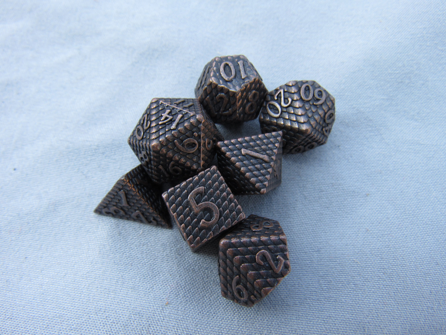 Antique Copper Mini Dragon Scale Dice