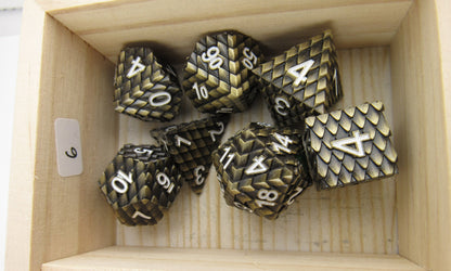 Antique Brass Dragon Scale Dice
