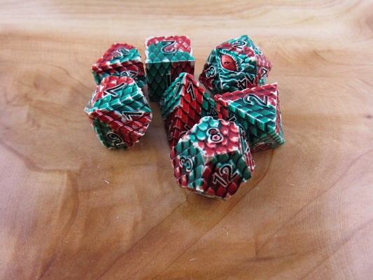 Red and Green Dragon Scale Dice