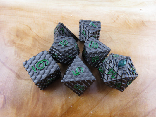 Black and Green Dragon Scale Dice