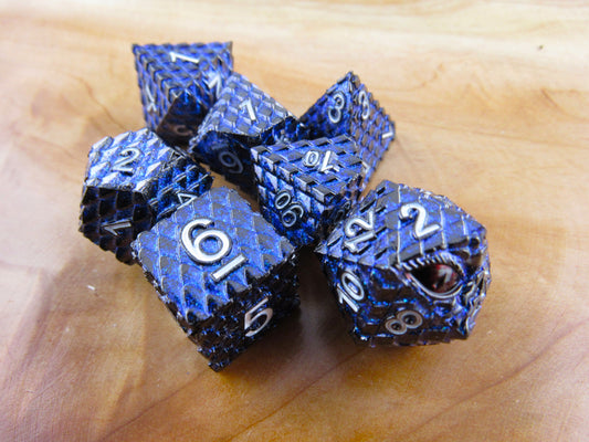 Blue Glitter Dragon Scale Dice