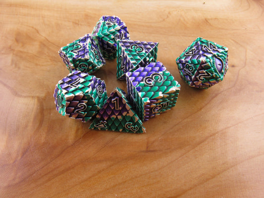 Green and Purple Dragon Scale Dice