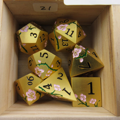 Gold and Pink Plum Blossom Dice