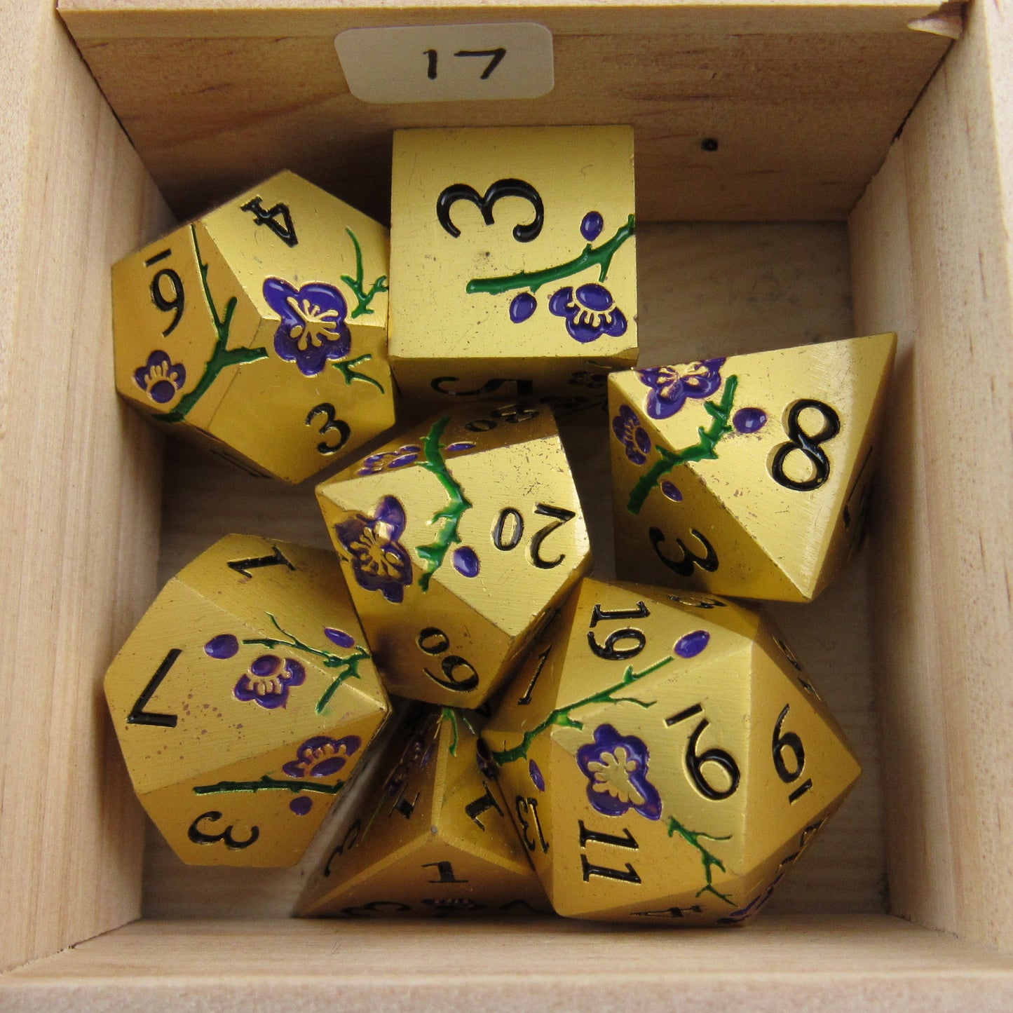 Gold and Purple Plum Blossom Dice