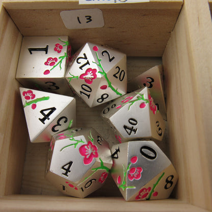 GLOW Silver and Pink Plum Blossom Dice
