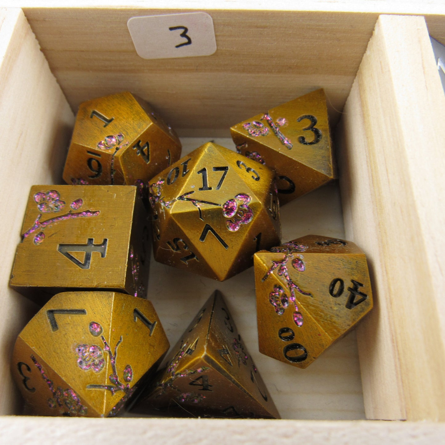 Bronze and Purple Plum Blossom Dice