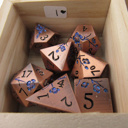 Copper and Blue Plum Blossom Dice