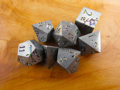 Silver and Rainbow Plum Blossom Dice