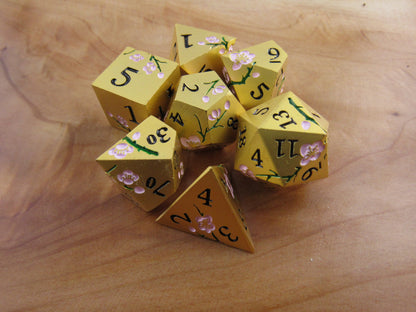Gold and Pink Plum Blossom Dice