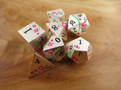 GLOW Silver and Pink Plum Blossom Dice