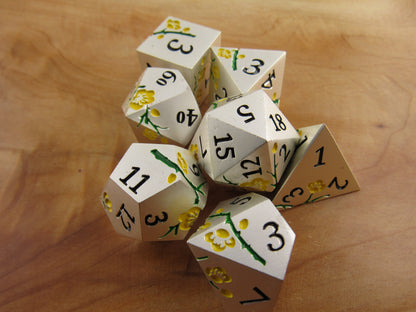 Silver and Yellow Plum Blossom Dice