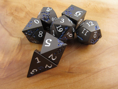 Black and Blue Plum Blossom Dice