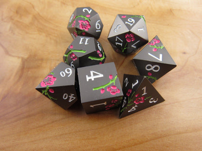 Black and Pink Plum Blossom Dice