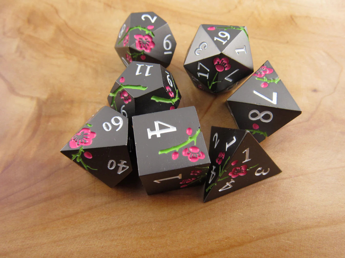 Plum Blossom Metal Dice Set