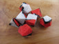 Red, White, and Black Silicone Dice