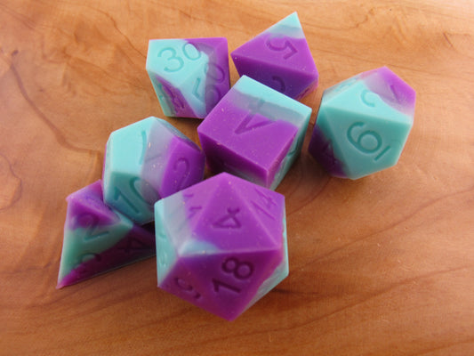 Purple and Teal Silicone Dice