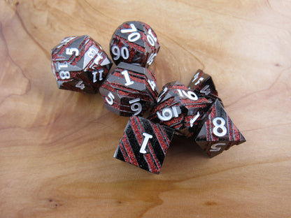 Gunmetal and Red Striped Dice