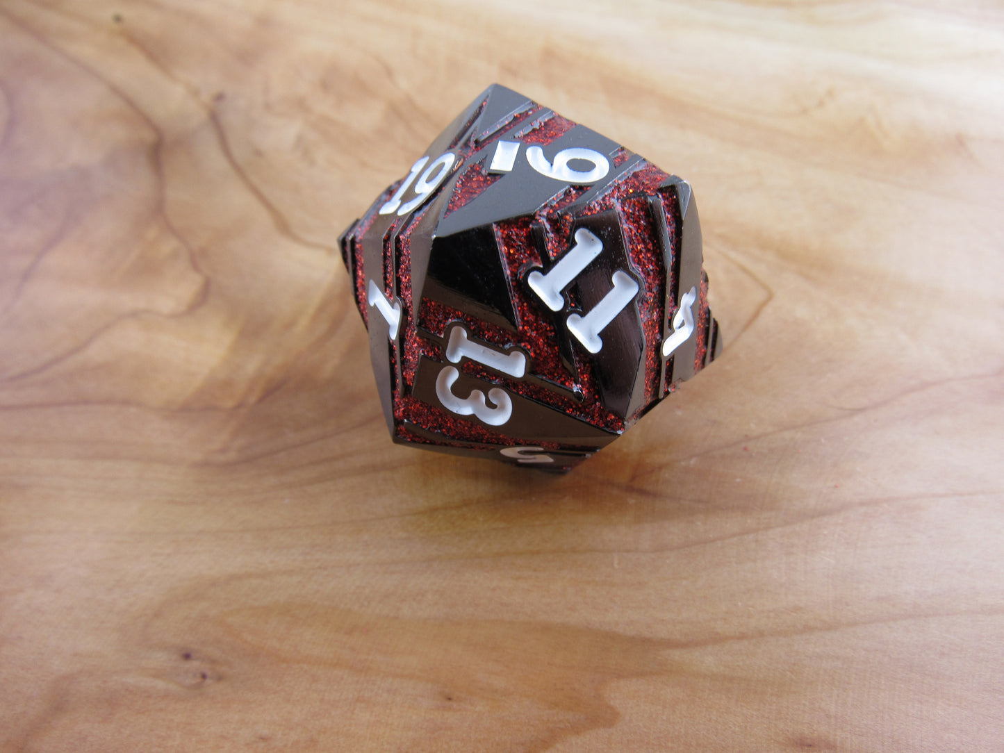 Gunmetal and Red Large Striped D20